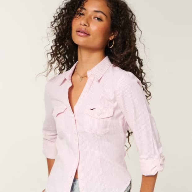 Hollister strip shirts pink