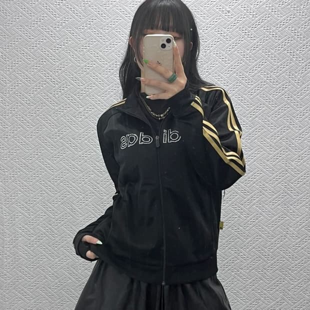 아디다스 올드스쿨 레트로 Y2K 큐빅 검골 져지 집업 100 C09110