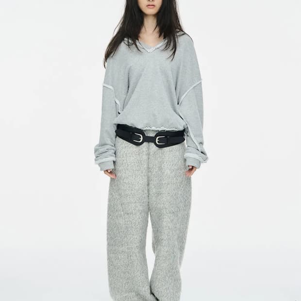 세릭 hairy wide pants gray