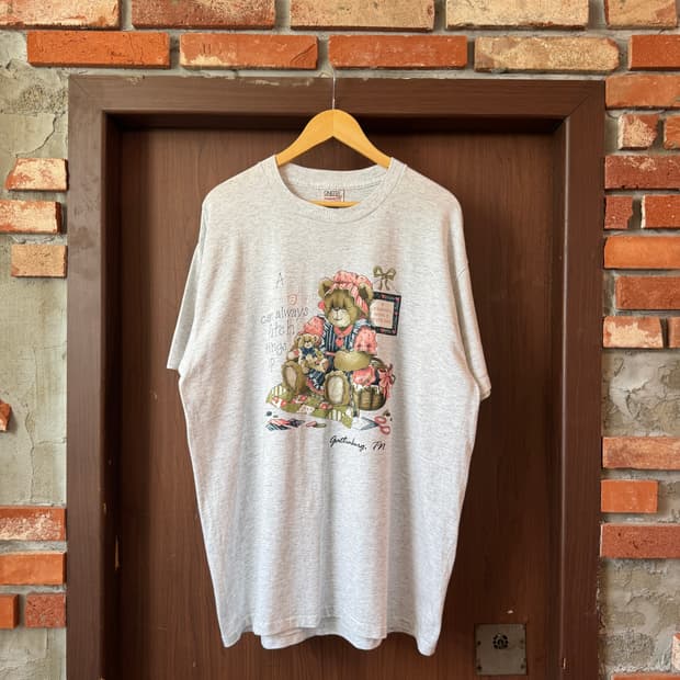 90S 오네이타 곰돌이 빈티지반팔 XL