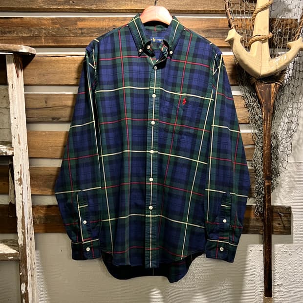 [M]폴로 랄프로렌 그린 타탄체크 옥스포드 셔츠