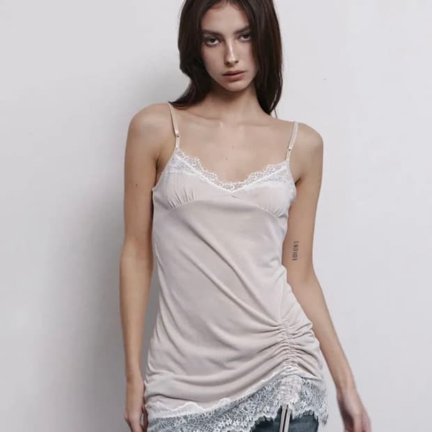플노팔 Pia Lace Slip Mini Dress (Beige)
