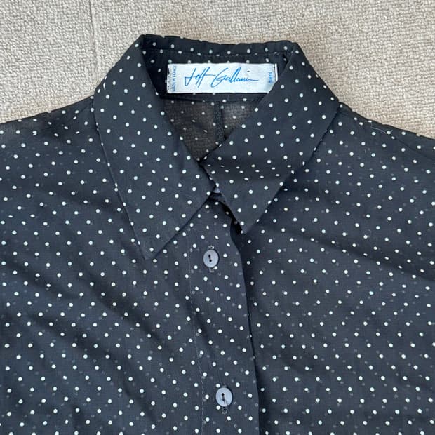 프랑스 비스코스 도트무늬 시어 셔츠