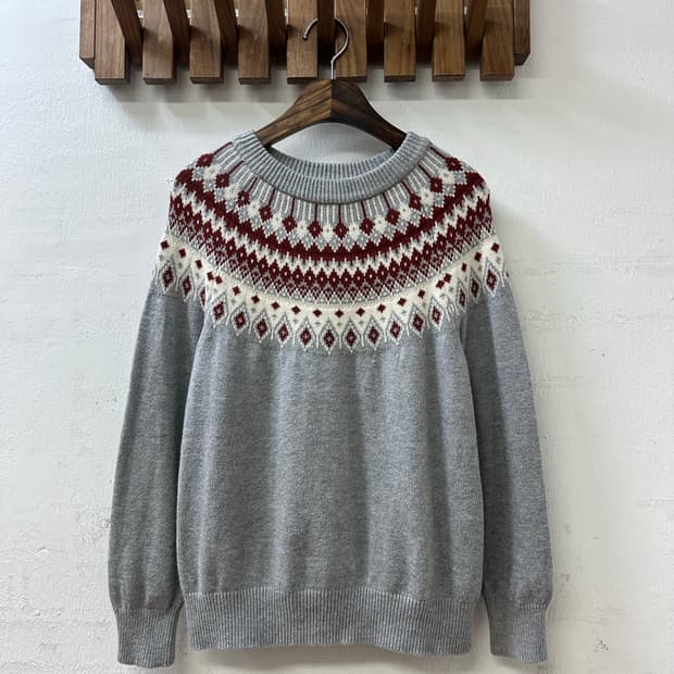 일본빈티지 어스뮤직 노르딕 패턴 스웨터 니트