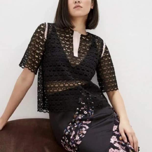 Sandro 산드로 블라우스 시스루 크롭 (55) 1회착/상태최상