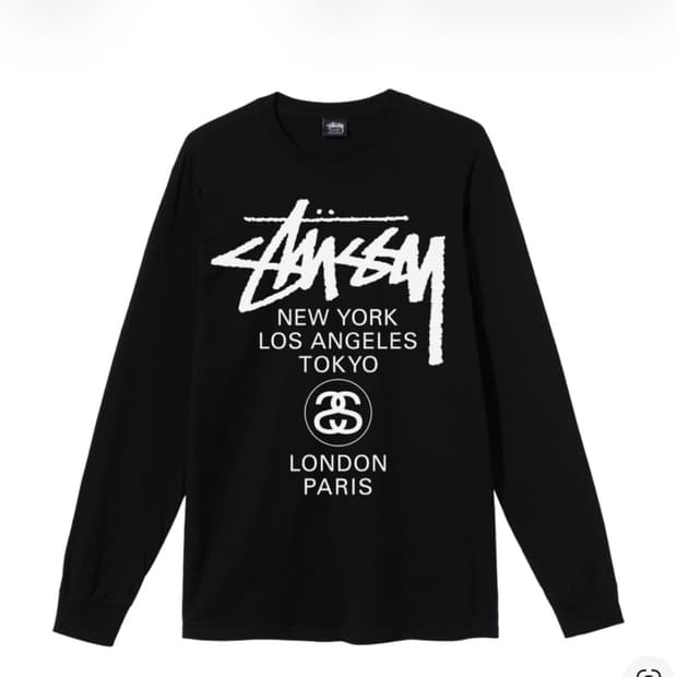 스투시 월드투어 롱슬리브 티셔츠 블랙