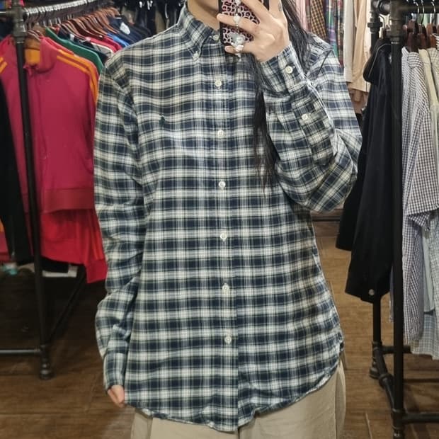 [Hi] polo 폴로 긴팔 체크셔츠 네이비