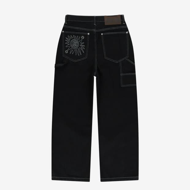 아캄 니들워크 데님 팬츠 (블랙)/남녀공용