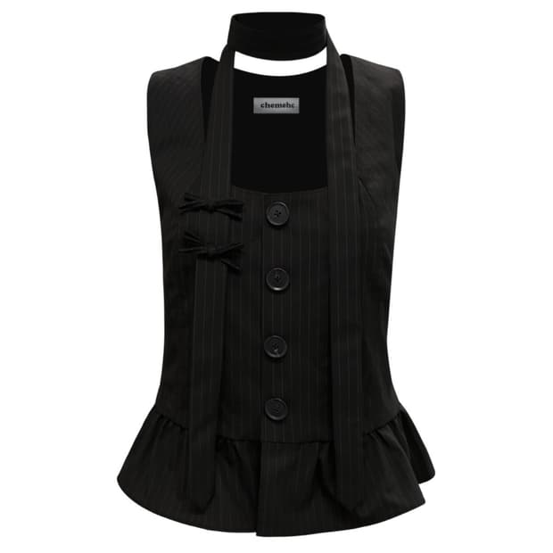 체메씨 PEPLUM VEST RIBBON TIE SET 베스트 리본 타이