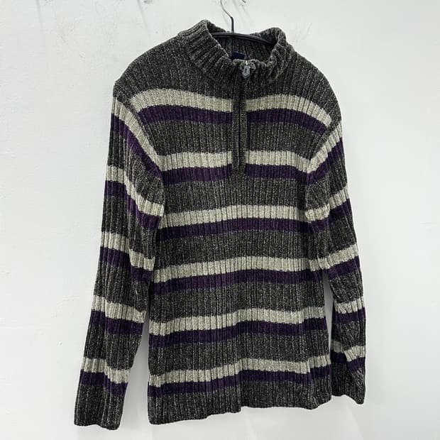 Sunlucas velvet stripe purple knit top