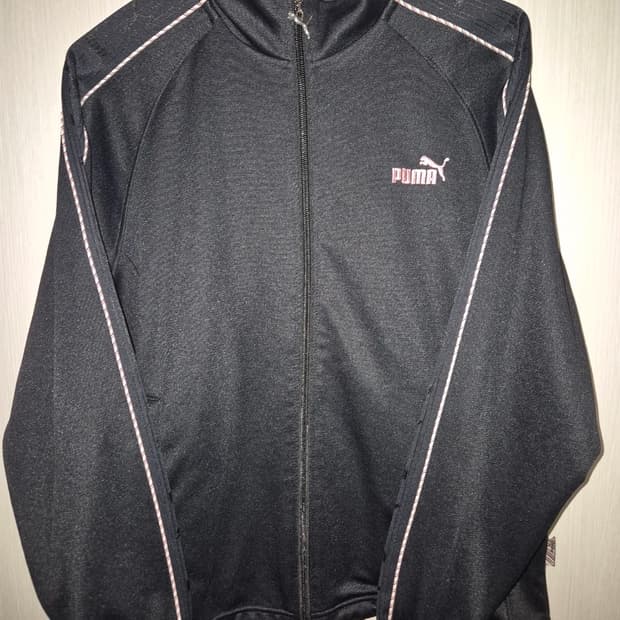 푸마 블랙 핑크 트랙 자켓 져지 L