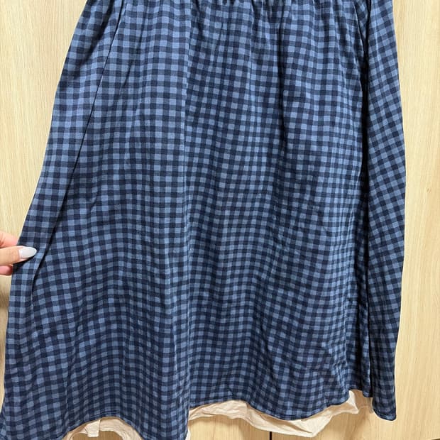 모리걸 리버시블 체크 밴딩 미디스커트