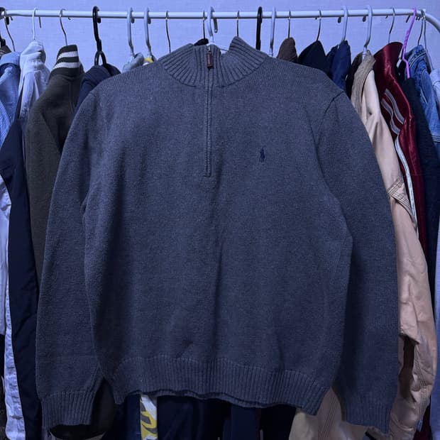 폴로 랄프로렌 차콜 반집업 니트 L