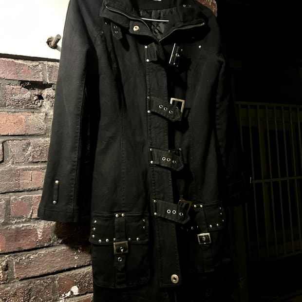 *rare design* 2000s d.i.a 본디지 블랙 코트자켓