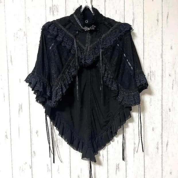 오즈온 장미 실버 블랙 케이프 망토 가디건 고딕 로리타 양지뢰 펑크