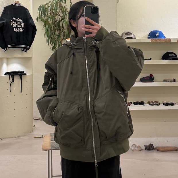 후드 MA-1 항공 점퍼 카키 U533