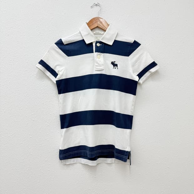 빈티지 아베크롬비 키즈 네이비 보더 카라티