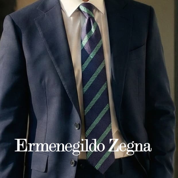 제냐 실크 네이비 레지멘탈 넥타이 8.1cm A+등급 K1703
