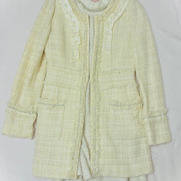 빈티지 트위드 자켓 원피스 세트 하치깔 스나계