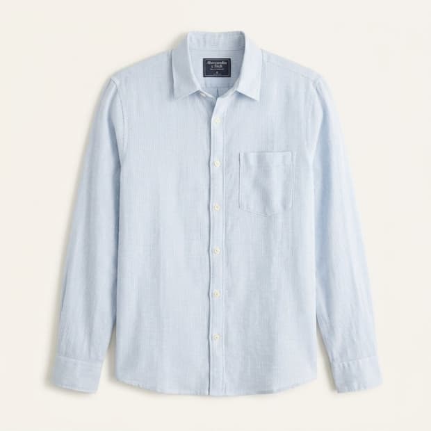 Abercrombie & Fitch 스트라이프 린넨 셔츠 M
