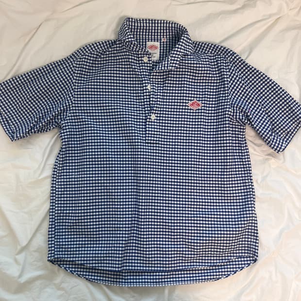 단톤 숏슬리브 깅엄 체크 셔츠