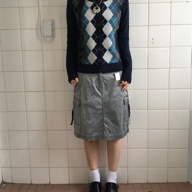 Argyle pattern knit cardigan