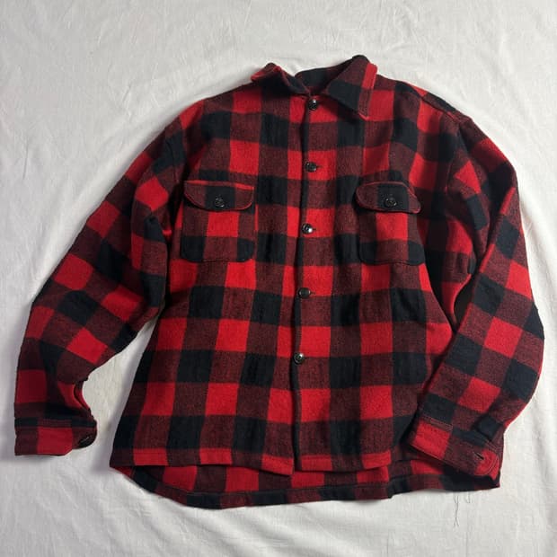 80s 버팔로 체크 셔츠 자켓 2XL