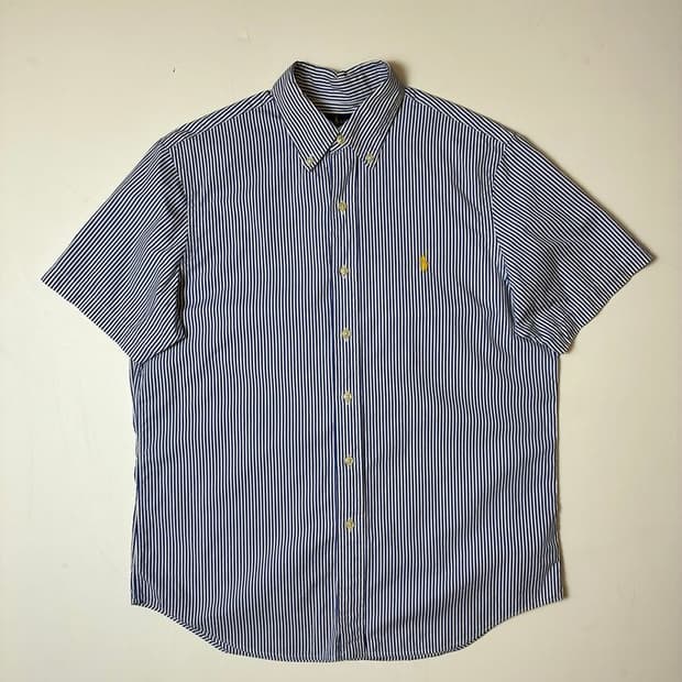 폴로 랄프로렌 옐로우 포니 스트라이프 반팔 셔츠 PN9669