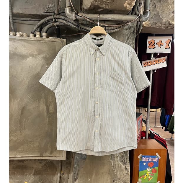 에디바우어 스트라이프 포켓 반팔 셔츠 스카이블루 M #csz3547