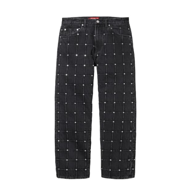 슈프림 스터디드 심 루즈 핏 진 블랙 32