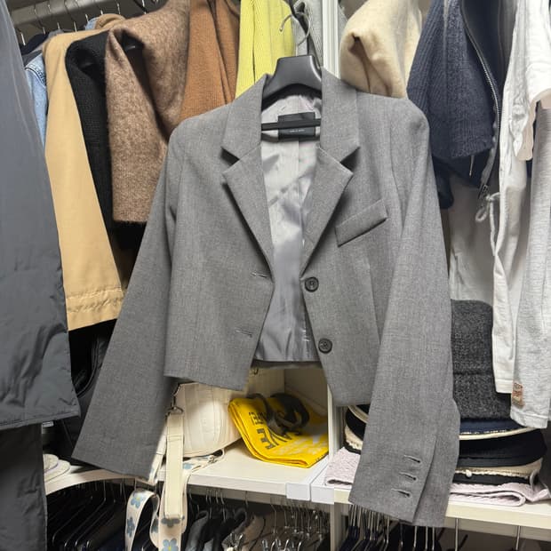 진그레이 크롭자켓 (얇음)  어깨뽕없는 디자인