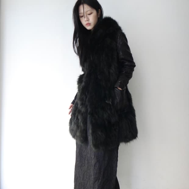 Lush chic fur leather jacket /퍼 레더 자켓