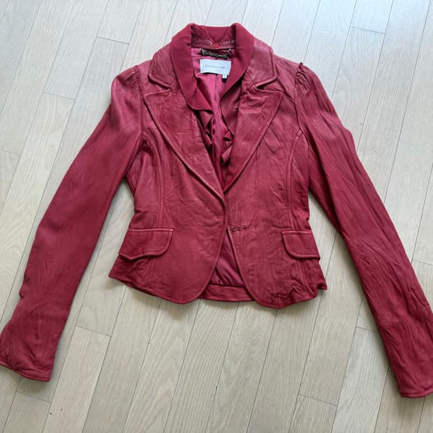 오브제 섹시한 레드 램스킨100 가죽 자켓 타임 이자벨마랑 랄프로렌 마쥬
