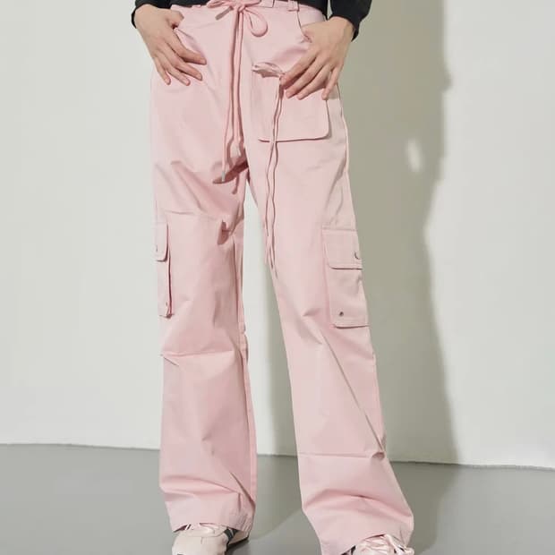 일리고 스트링 카고 밴딩 팬츠 핑크 M