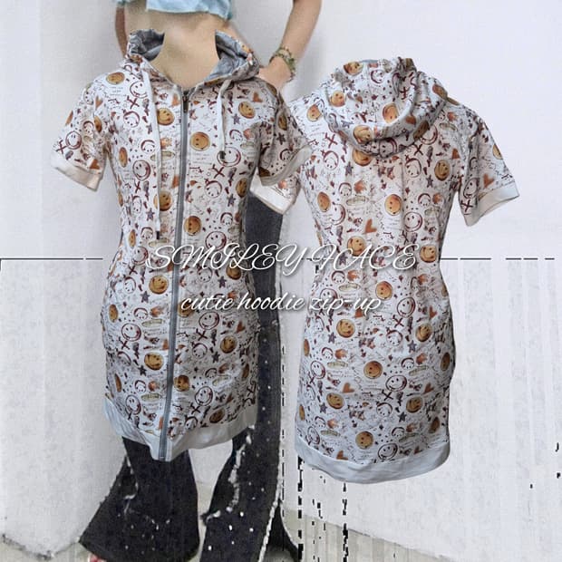 SMILEY FACE cutie hoodie zip-up