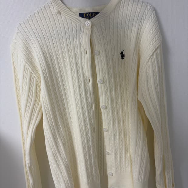 폴로 케이블 니트 가디건 아이보리