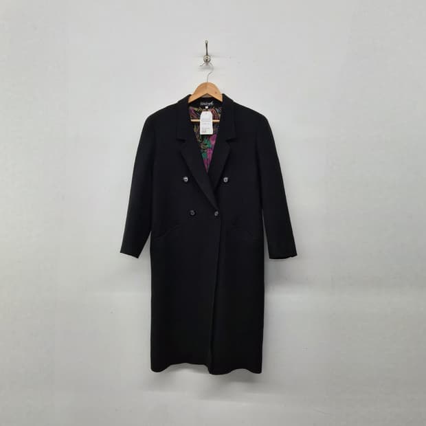 캐시미어 100% 검정색 더블 롱코트 여성 M