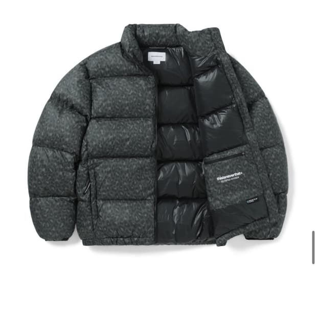 디네댓 덕다운 호피 레어파드 패딩 올리브블랙 s