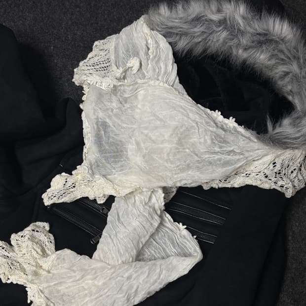 Vintage y2k punk white muffler scarf