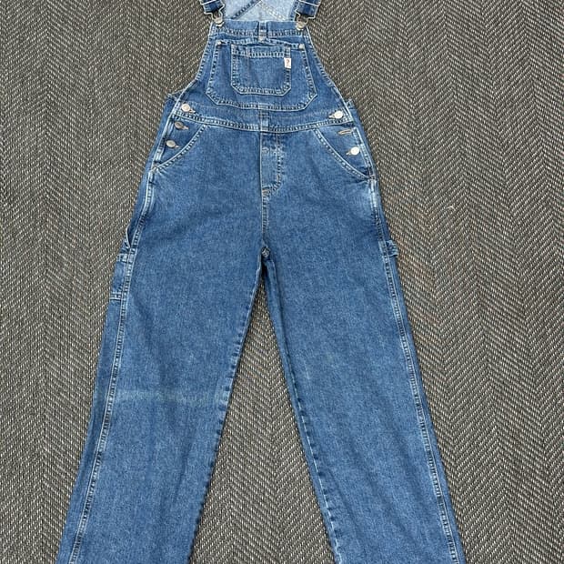 게스 데님 오버롤 멜빵팬츠