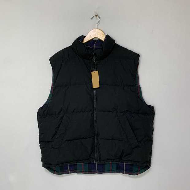 에디바우어 블랙 패딩 조끼 체크 안감 빈티지 베스트