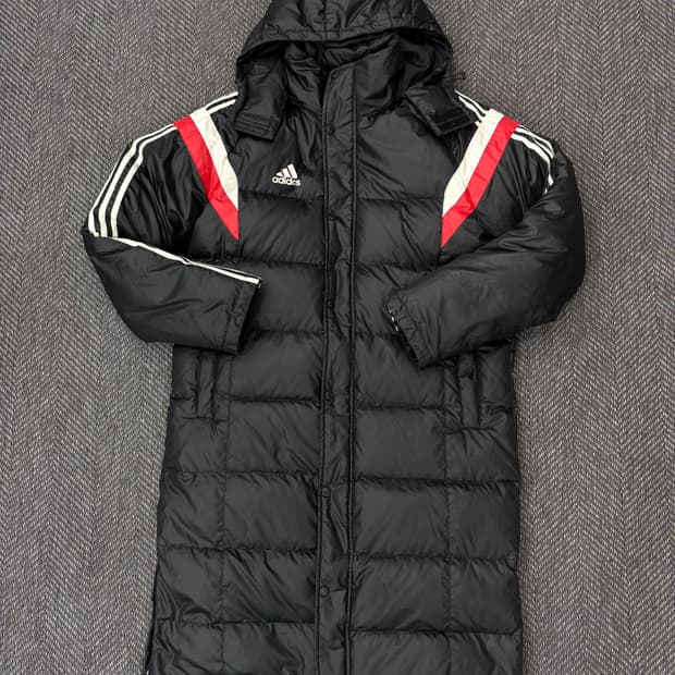 아디다스 삼선 롱패딩 블랙