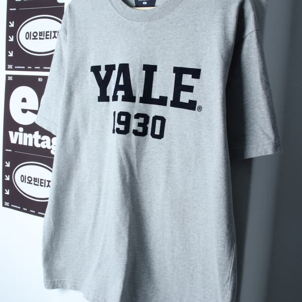(L-XL) 예일 반팔 티셔츠 빅로고 그래픽 그레이-H32804