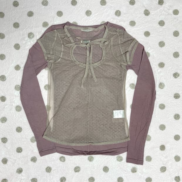 팬시클럽 도트 레이어드 롱슬리브 핑크