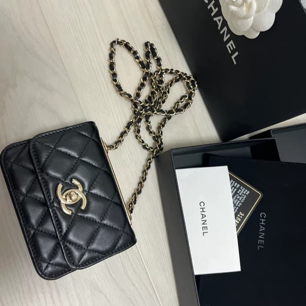 (정품)샤넬 램스킨 미니 체인백 금장