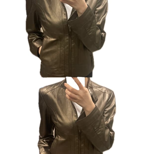 미니멀 빈티지 스탠드카라 슬림핏 레더 자켓 