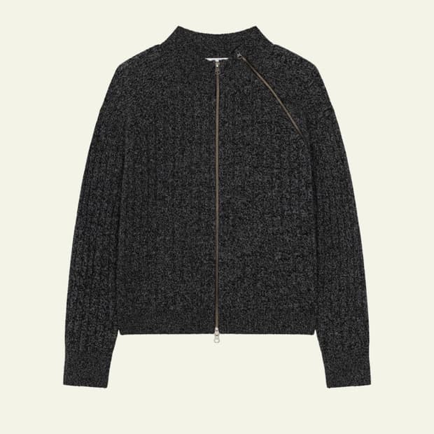 웨이비니스 다이애그널 니트집업 그레이 2사이즈