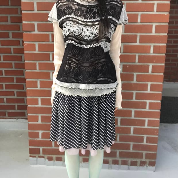 vintage pearl long mesh top