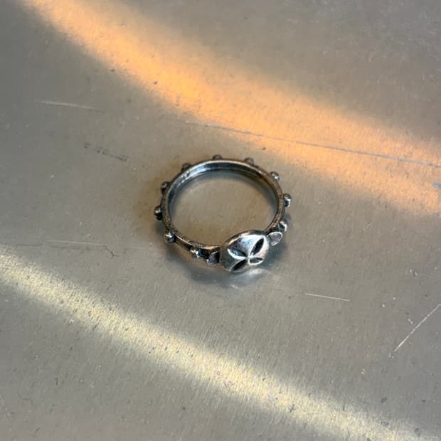 French Rosary silver ring 
