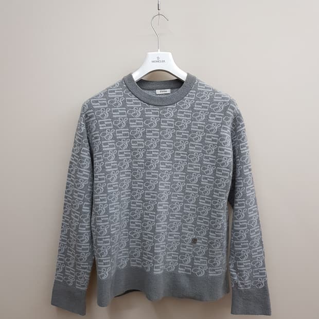 한섬 시스템 2022 그레이 모노그램 울 니트 100사이즈